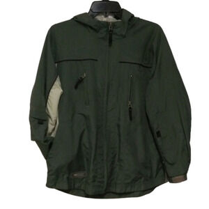 Free Country Two Tone Green Hooded Long Sleeve Full Zipper Lightweight Coat